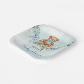 テディ人気があるベアほこりっぽい青フローラユーカリ ペーパープレート (傾斜あり)