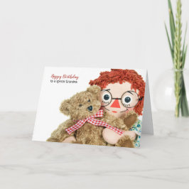 テディ付きの祖母の誕生日のラグドール カード