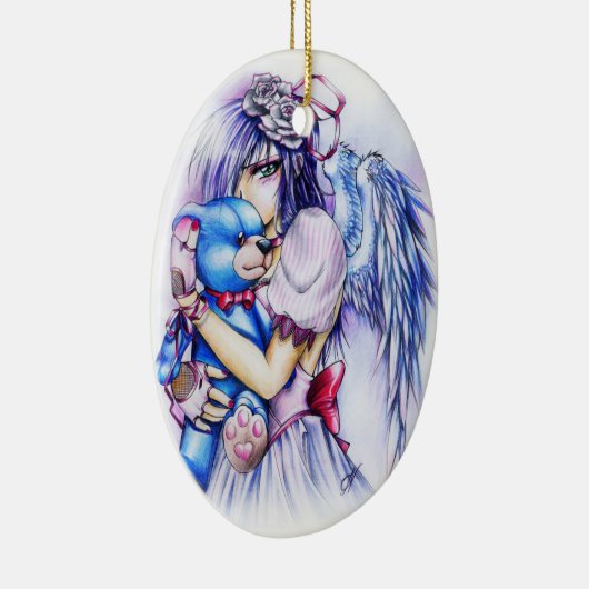 テディ付きアニメのゴシック様式のピンクエンジェル セラミックオーナメント (右)