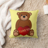 テディ付きハート装飾用クッション クッション (ブランケット)