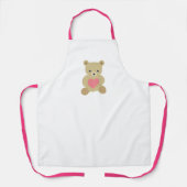 テディ伝統的ベアとハートカード エプロン (正面)