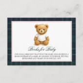 テディ名門私立校風のベア赤ちゃんシャワーベビー本 エンクロージャーカード (正面)