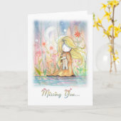 テディ恋しく思ベアとのカード小さな女の子 カード (黄色い花)