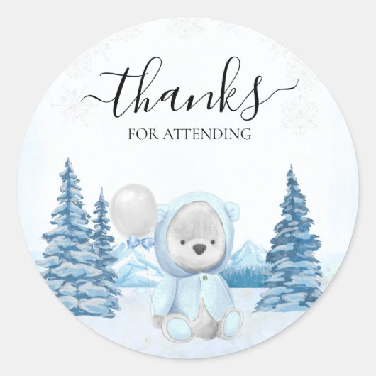テディ感謝していベアークリスマスウィンター ラウンドシール (正面)