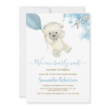 テディ極熊ブルーバルーンボーイベビーシャワー