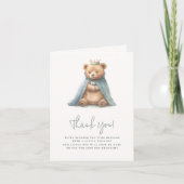 テディ王室のベア王子の男の子ベイビーシャワー サンキューカード (正面)