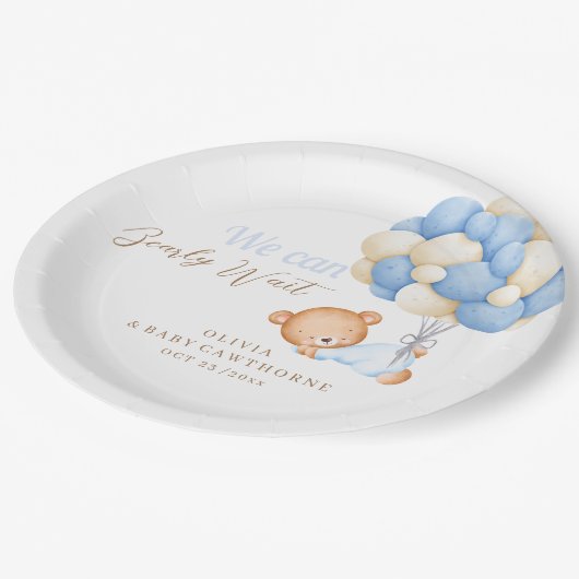 テディ男の赤ちゃんシャワー ペーパープレート (アングル)