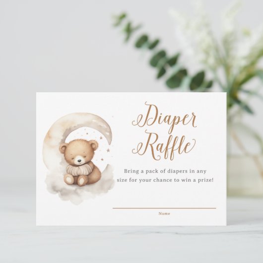 テディ男女兼用ベアームーンスターズ赤ちゃんシャワー エンクロージャーカード (スタンド正面)