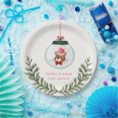 テディ男女兼用ベア冬の赤ちゃんシャワー ペーパープレート (パーティー)