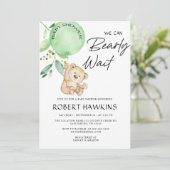 テディ男女兼用ベア心待ち赤ちゃんシャワー 招待状 (スタンド正面)