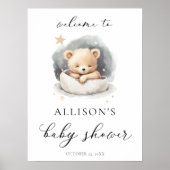 テディ男女兼用ベア赤ちゃんシャワー歓迎サイン ポスター (正面)