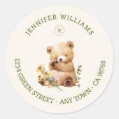 テディ素朴ベアフローラベビーシャワー ラウンドシール (正面)
