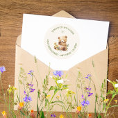 テディ素朴ベアフローラベビーシャワー ラウンドシール