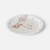 テディ素朴ベア・バルーン赤ちゃんシャワー ペーパープレート (アングル)