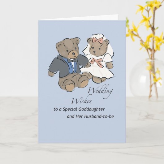 テディ結婚・ベアーズとのゴド娘への願い カード (黄色い花)
