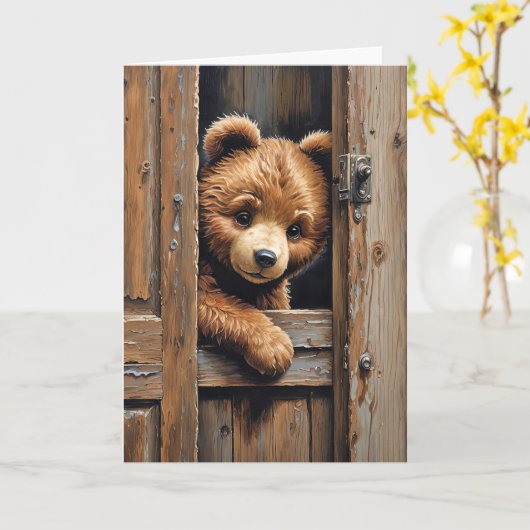 テディ考え・ベア カード (黄色い花)