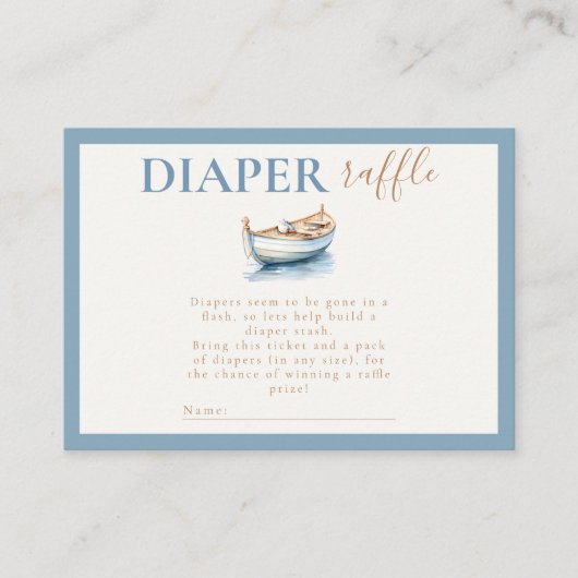 テディ航海のベアおむつラッフルベビーシャワー エンクロージャーカード (正面)