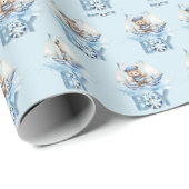 テディ航海のベア男の子の赤ちゃんシャワー ラッピングペーパー (ロールコーナー)