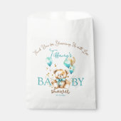 テディ赤ちゃんシャワーは可愛いテディのアクアブラウンを好む フェイバーバッグ (正面)