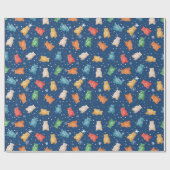 テディ魅力的ベアと雪片のラッピング紙 ラッピングペーパー (フラット)