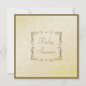 テディ&クリブヴィンテージブラウン&金ゴールドベビーシャワー 招待状 (裏面)