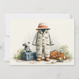 テディ・サファリの探検家 – 1歳の誕生日 招待状