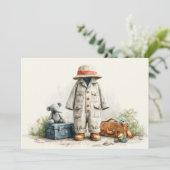 テディ・サファリの探検家 – 1歳の誕生日 招待状 (スタンド正面)