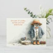 テディ・サファリの探検家 – 1歳の誕生日 招待状 (スタンド正面)