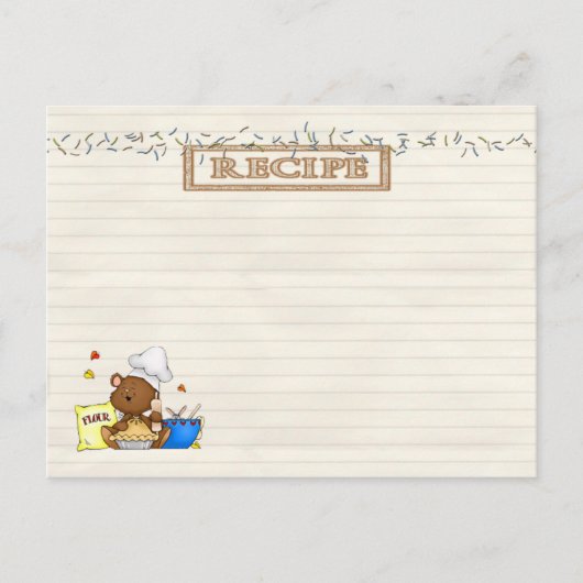 テディ・シェフ・レシピ・カード ポストカード (正面)