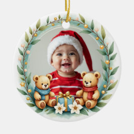 テディ・タイディングスのクリスマス両面オーナメント セラミックオーナメント