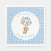 テディ・ハッピー1歳の誕生日 スタンダードランチョンナプキン (正面)