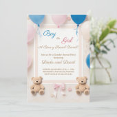 テディ・ベアのジェンダーの発表を待つことができる 招待状 (スタンド正面)