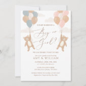 テディ・ベアのジェンダーの発表を待つことができる 招待状 (正面)