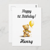 テディ・ベアパーソナライズされた・カードの誕生日おめでとう ポストカード (正面/裏面)