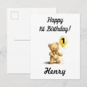 テディ・ベアパーソナライズされた・カードの誕生日おめでとう ポストカード (正面/裏面)
