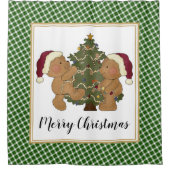 テディ・ベアーズ飾・クリスマスツリー シャワーカーテン (正面)