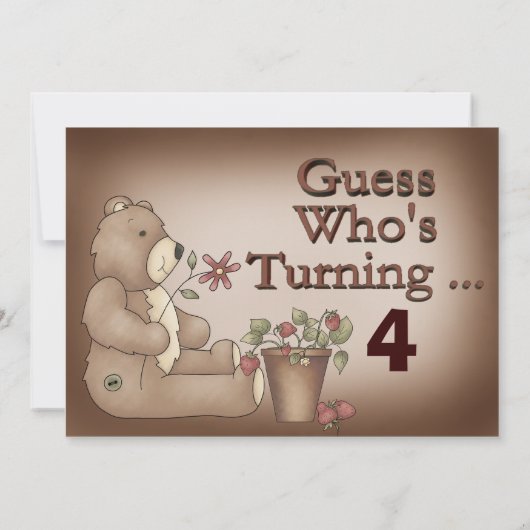 テデカスタムィベア誕生日パーティーの招待 招待状 (裏面)