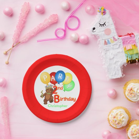 テデ王室のィベア2歳の誕生日パーティー ペーパープレート (パーティー)