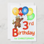 テデ王室のィベア3歳誕生日パーティー 招待状 (正面)