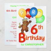 テデ王室のィベア6歳の誕生日パーティー 招待状 (正面/裏面)