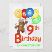 テデ王室のィベア9歳の誕生日パーティー 招待状 (正面)