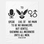 テトス3:2 KJVバイブル・バース引用文 フリースブランケット (正面)