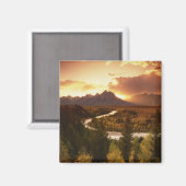 テトンレンジ日没、スネーク川から マグネット (正面/裏面)