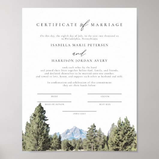 テトン国立公園婚姻証明書 ポスター (正面)