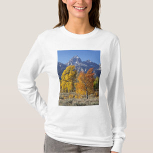 テトン山脈とポプラの木々 Tシャツ