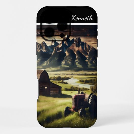 テトン山脈のトラクター iPhoneケース (裏面)