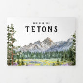 テト素朴ン山脈 | 図解入りの、写真付きの結婚 三つ折り招待状 (カバー)