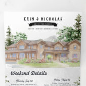 テト素朴ン山脈 | 図解入りの、写真付きの結婚 三つ折り招待状 (内部最初)