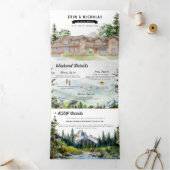 テト素朴ン山脈 | 図解入りの、写真付きの結婚 三つ折り招待状 (内部)