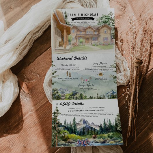 テト素朴ン山脈 | 図解入りの、写真付きの結婚 三つ折り招待状